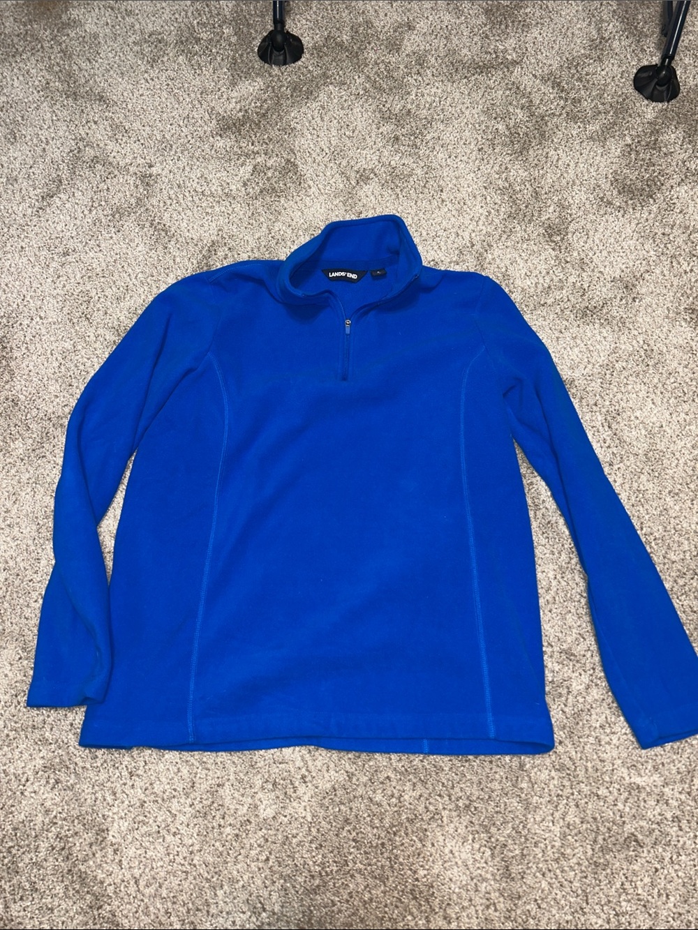 Lands' End women’s  Bright Blue Quarter-Zip Fleece Pullover